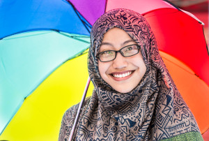 Malaysian girl with umbrella 